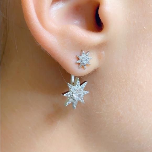 Sterling Silver 925 CZ Star 🌟 Stud Earrings - Picture 4 of 4